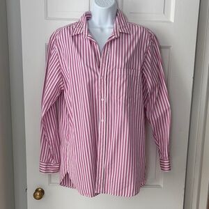 Frank & Eileen Pink and White Striped Shirt M